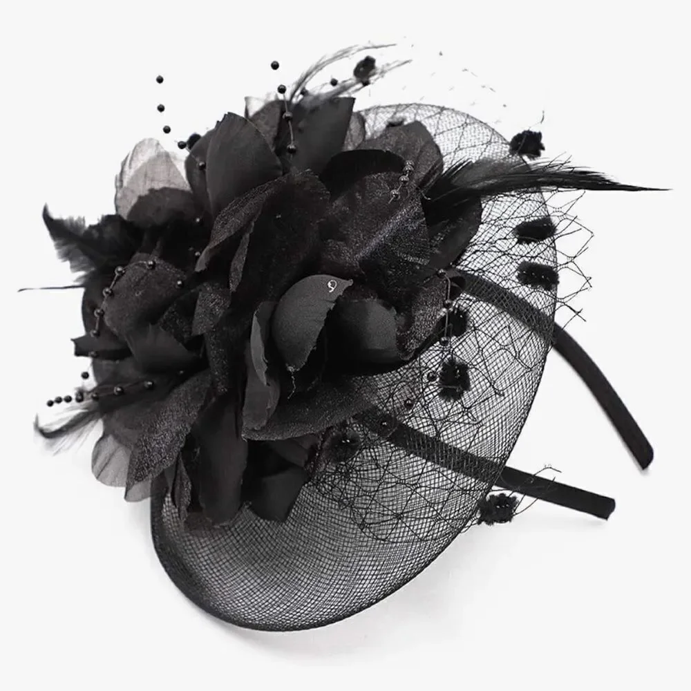 Fascinator Hat , pill box Tea Party Feather Headband, Cocktail Hat Weddings